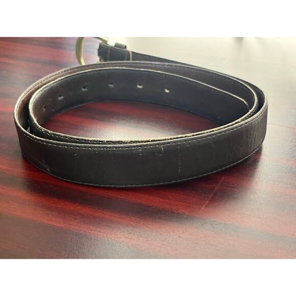 VTG YSL Belt Size 40 Solid Brass Buckle Brown Kipskin Saddle Leather Flaws - Picture 9 of 10